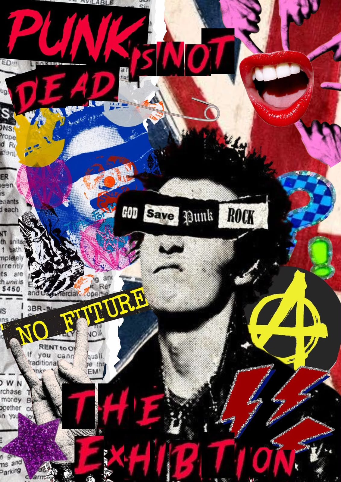 Collage gráfico de estética punk